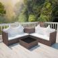 Preview: ARDEBO.de - 4-tlg. Garten-Lounge-Set mit Auflagen Poly Rattan Braun