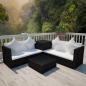 Preview: ARDEBO.de - 4-tlg. Garten-Lounge-Set mit Auflagen Poly Rattan Schwarz