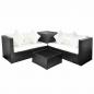 Preview: 4-tlg. Garten-Lounge-Set mit Auflagen Poly Rattan Schwarz