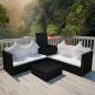 Preview: 4-tlg. Garten-Lounge-Set mit Auflagen Poly Rattan Schwarz