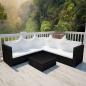 Preview: ARDEBO.de - 4-tlg. Garten-Lounge-Set mit Auflagen Poly Rattan Schwarz