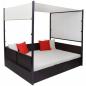 Preview: Gartenbett mit Baldachin Braun 190×130 cm Poly Rattan