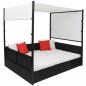 Preview: Gartenbett mit Baldachin Schwarz 190×130 cm Poly Rattan