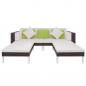 Preview: 4-tlg. Garten-Lounge-Set mit Auflagen Poly Rattan Braun