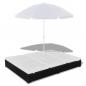 Preview: ARDEBO.de - Outdoor-Loungebett mit Sonnenschirm Poly Rattan Schwarz