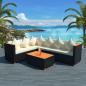 Preview: ARDEBO.de - 4-tlg. Garten-Lounge-Set mit Auflagen Poly Rattan Schwarz