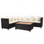 Preview: 4-tlg. Garten-Lounge-Set mit Auflagen Poly Rattan Schwarz