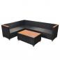 Preview: 4-tlg. Garten-Lounge-Set mit Auflagen Poly Rattan Schwarz