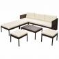 Preview: 6-tlg. Garten-Lounge-Set mit Auflagen Poly Rattan Braun