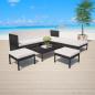 Preview: ARDEBO.de - 6-tlg. Garten-Lounge-Set mit Auflagen Poly Rattan Schwarz