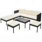 Preview: 6-tlg. Garten-Lounge-Set mit Auflagen Poly Rattan Schwarz