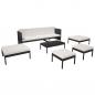 Preview: 6-tlg. Garten-Lounge-Set mit Auflagen Poly Rattan Schwarz