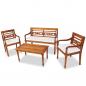 Preview: ARDEBO.de - 4-tlg. Garten-Lounge-Set mit Auflagen Massivholz Teak