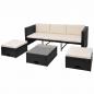 Preview: 4-tlg. Garten-Lounge-Set mit Auflagen Poly Rattan Schwarz