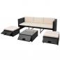 Preview: 4-tlg. Garten-Lounge-Set mit Auflagen Poly Rattan Schwarz