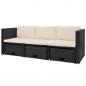 Preview: 4-tlg. Garten-Lounge-Set mit Auflagen Poly Rattan Schwarz