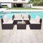 Preview: ARDEBO.de - 5-tlg. Garten-Lounge-Set mit Auflagen Poly Rattan Braun