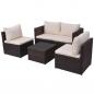 Preview: 5-tlg. Garten-Lounge-Set mit Auflagen Poly Rattan Braun