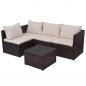 Preview: 5-tlg. Garten-Lounge-Set mit Auflagen Poly Rattan Braun