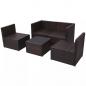 Preview: 5-tlg. Garten-Lounge-Set mit Auflagen Poly Rattan Braun