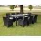 Preview: ARDEBO.de - 9-tlg. Garten-Essgruppe mit Auflagen Poly Rattan Schwarz