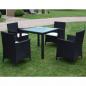 Preview: ARDEBO.de - 5-tlg. Garten-Essgruppe mit Auflagen Poly Rattan Schwarz