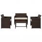 Preview: ARDEBO.de - 4-tlg. Garten-Lounge-Set mit Auflagen Poly Rattan Braun