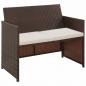 Preview: ARDEBO.de - 2-Sitzer-Gartensofa mit Polstern Braun Poly Rattan