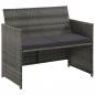 Preview: ARDEBO.de - 2-Sitzer-Gartensofa mit Polstern Grau Poly Rattan