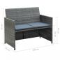 Preview: 2-Sitzer-Gartensofa mit Polstern Grau Poly Rattan