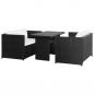 Preview: ARDEBO.de - 3-tlg. Garten-Lounge-Set mit Auflagen Poly Rattan Schwarz