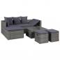 Preview: ARDEBO.de - 4-tlg. Garten-Lounge-Set mit Auflagen Poly Rattan Grau