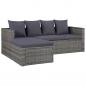 Preview: 4-tlg. Garten-Lounge-Set mit Auflagen Poly Rattan Grau