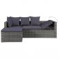 Preview: 4-tlg. Garten-Lounge-Set mit Auflagen Poly Rattan Grau