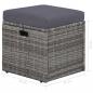 Preview: 4-tlg. Garten-Lounge-Set mit Auflagen Poly Rattan Grau