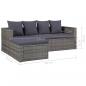 Preview: 4-tlg. Garten-Lounge-Set mit Auflagen Poly Rattan Grau