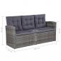 Preview: 6-tlg. Garten-Lounge-Set mit Auflagen Poly Rattan Grau