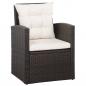 Preview: 5-tlg. Garten-Lounge-Set mit Auflagen Poly Rattan Braun