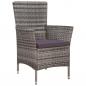 Preview: Gartenstuhl und Hocker mit Polstern Poly Rattan Grau