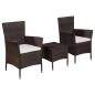 Preview: ARDEBO.de - 3-tlg. Bistro-Set Poly Rattan Braun