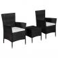 Preview: ARDEBO.de - 3-tlg. Bistro-Set Poly Rattan Schwarz