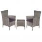 Preview: ARDEBO.de - 3-tlg. Bistro-Set Poly Rattan Grau