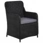 Preview: Gartenstühle mit Polster 2 Stk. Poly Rattan Schwarz  