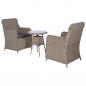 Preview: 3-tlg. Bistro-Set mit Kissen Poly Rattan Braun