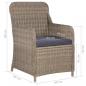 Preview: 3-tlg. Bistro-Set mit Kissen Poly Rattan Braun