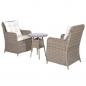 Preview: 3-tlg. Bistro-Set mit Auflagen und Kissen Poly Rattan Braun