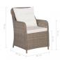 Preview: 3-tlg. Bistro-Set mit Auflagen und Kissen Poly Rattan Braun