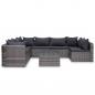 Preview: 8-tlg. Garten-Lounge-Set mit Auflagen Poly Rattan Grau