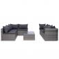 Preview: 8-tlg. Garten-Lounge-Set mit Auflagen Poly Rattan Grau