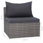 Preview: 8-tlg. Garten-Lounge-Set mit Auflagen Poly Rattan Grau